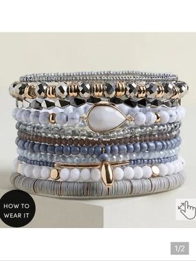 🆕️ DENIM BLUE MULTI BEADED STRETCH BRACELET
